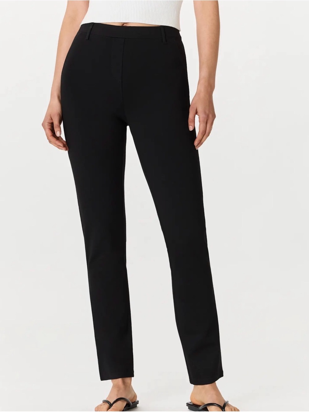 Quince Ultra-Stretch Ponte Straight Leg Pants Black MED Quiet Luxury Classic NWT